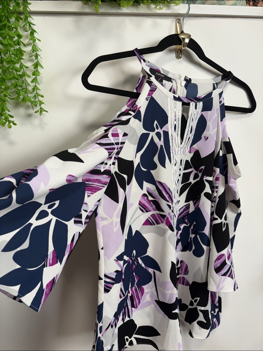 Alfani Purple and Black Floral Blouse